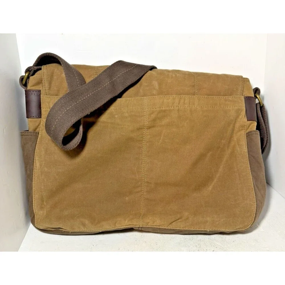 Fossil Brown Leather Messenger Bag Commuter Laptop Briefcase Dallas Cowboys